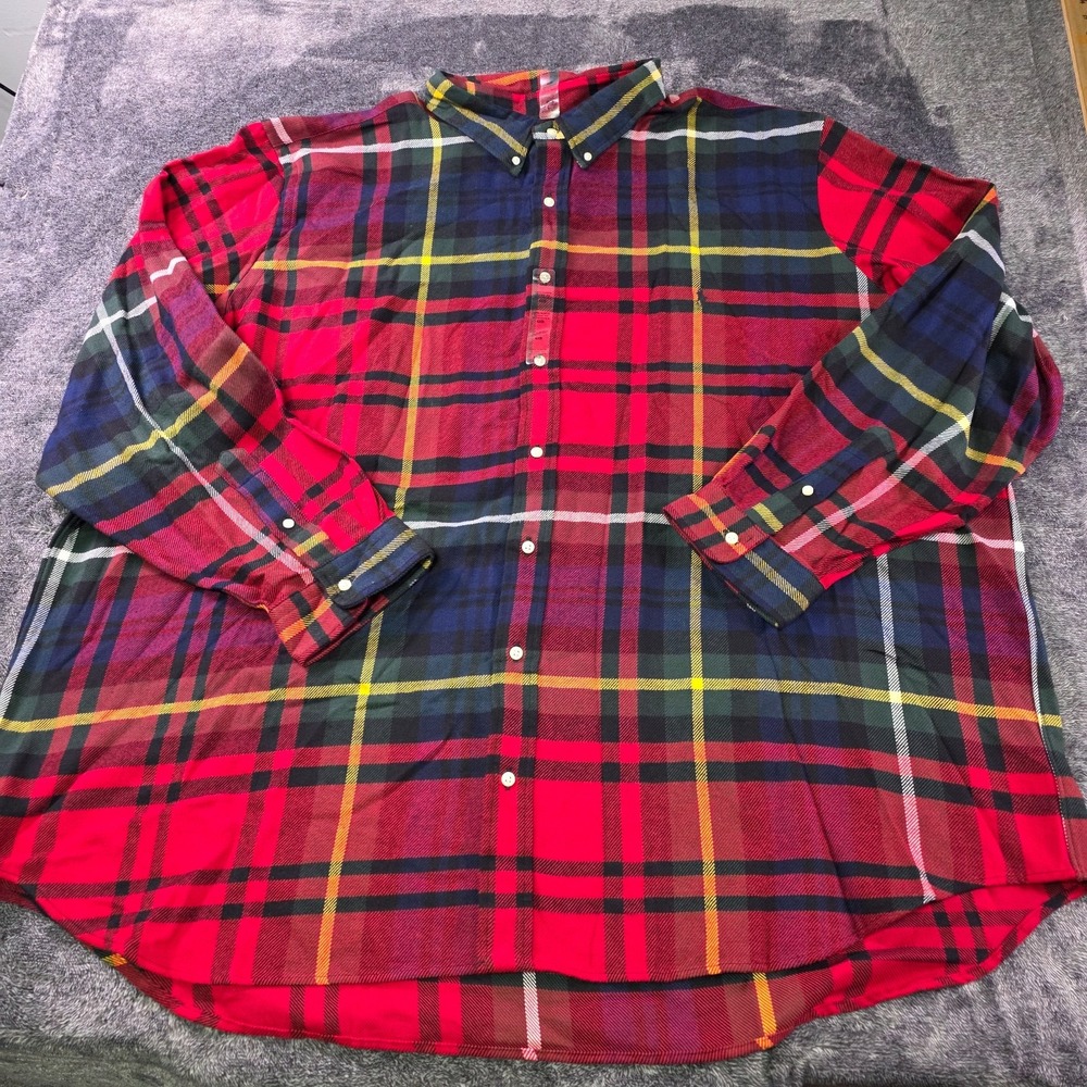Polo Ralph Lauren Red Plaid Midweight Flannel Shirt Mens 4XB Lumberjack Shacket